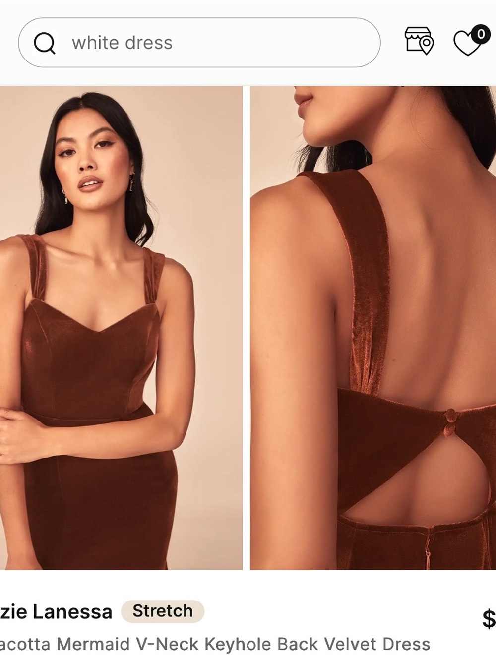 Azazie Terracotta Velvet Mermaid V-Neck Dress